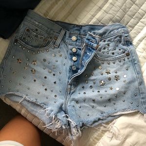 Levi 501 studded shorts